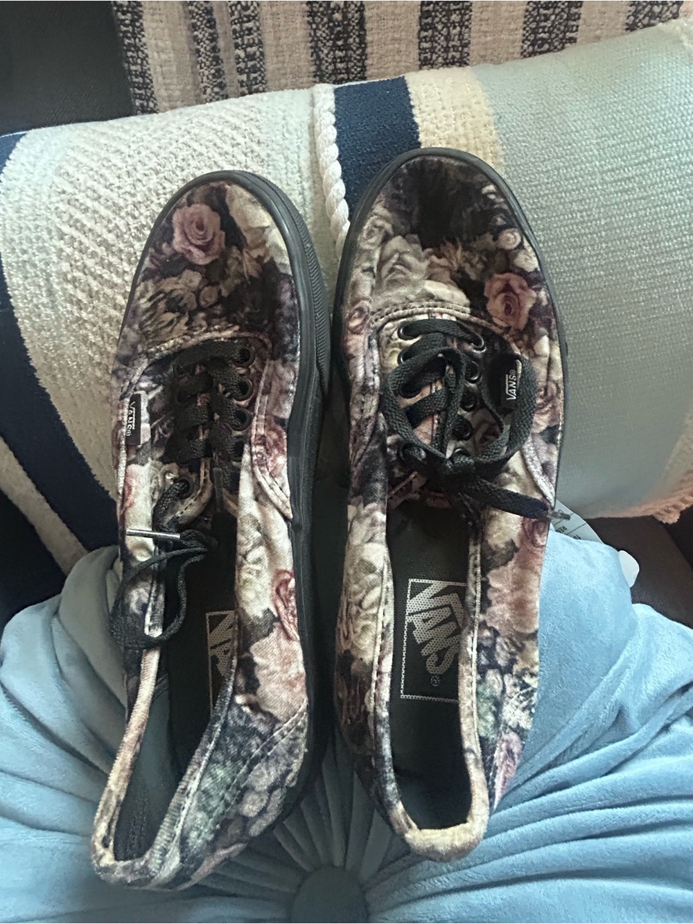 Vans Black Floral Lace-Up Sneakers with Pink and Cream Roses